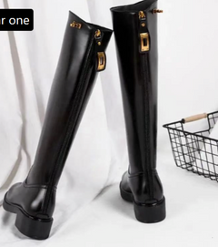 Knee-high Thick Heel Long Martin Leather Boots