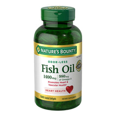 Generic Natures Fish Oil 1400 mg 130 Coated Softgels Bundle 980 mg of Omega-3 Promotes Heart & Vascular Health 130 Days Supply