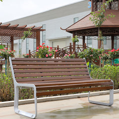 Teak Outdoor Chair with Aluminum Backrest and Bench