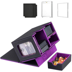 MTG Deck Box for Commander with Dice TrayDesigned for MTG Commander Card Deck Box Fits 200+ Double Sleeved CardsCard Storage Box with 3 Dividers 2 Card Holder