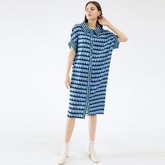 Summer Women's Heart Print Wrinkle Dress - Casual Fashion