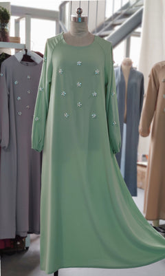 Hand-Sewn Diamond Insert Dress for Ramadan (BA717)