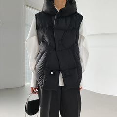 Women's White Duck Down Hooded Winter Vest