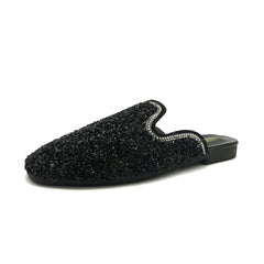 Korean Fashion Half-Length Slippers with Sequined Bow