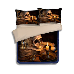 4-Piece Bedding Set with 3D Skull Design