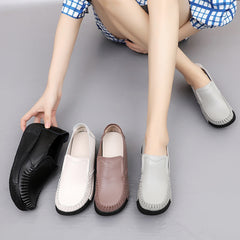 Comfortable Black Genuine Leather Women's Slip-On Loafers