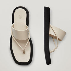 Women's Cowhide Platform Flip Flops and Herringbone Slippers