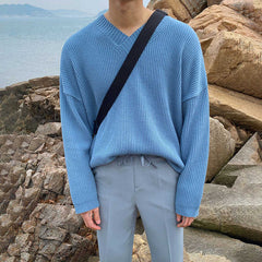 Korean Trend V-neck Sweater for Casual Wear