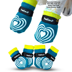 Medical Therapeutic Double Sided Non-Slip Cotton Dog Socks | PawFlex Comfy Pawz Silicone Grip on Inner Cuff No Twisting or Sliding Off | Senior & Disabled Dog Traction Control |Pet Paw Protection