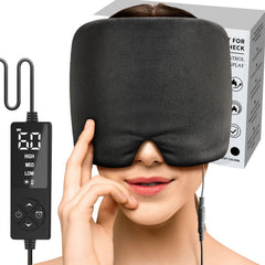 sticro Form Fitting Heated Headache Cap 3 Temp Settings Steam Migraine Hat Heated Eye Mask for Dry Eyes Sinus Pressure Relief Tension Headache
