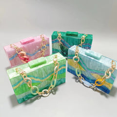 Colorful Stripes Acrylic Handbag - Women's Evening Clutch