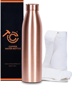 Copper Water Bottle For Drinking 34 Oz Extra Large - Smooth Ayurvedic 99% Pure Copper Vessel For Drinking - Drink More Water with Lower Your Sugar Content - Enjoy The Healthy Benefits on Christmas