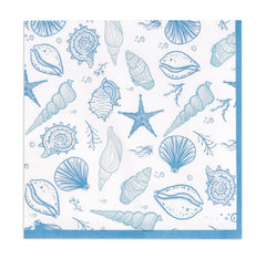 Gift Boutique 100 Nautical Seaside Cocktail Beverage Napkins Disposable Paper Seashell Sea Shore Ocean Beach Dessert Napkin for Summer Tropical Wedding Bridal & Birthday Coastal Dinner Party Supplies