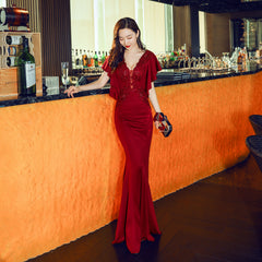 Red Off-Shoulder Mermaid Wedding Reception Dress
