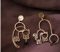 2020 Trendy Cat Pendant Earrings for Women in 925 Silver