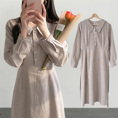 2020 Korean Style Long Sleeve Checkered Dress