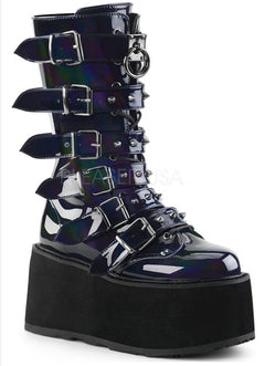 Autumn High-Heeled Thick-Bottomed Mid Boots with Buckle