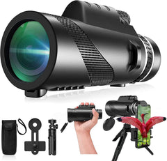 Monocular-Telescope 80x100 High Powered Monocular for Adults Monocular for Smartphone Adapter Monocular Telescope Hunting Wildlife Bird Watching Travel Camping Hiking-Black