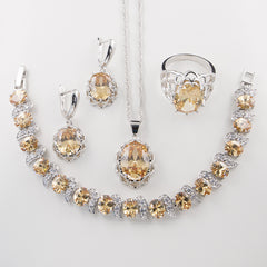Floral Basket Earrings and Bridal Zircon Jewelry Set