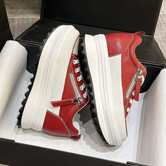 Genuine Leather Women's Casual Thick Bottom Sports Shoes