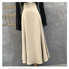 A-Line High Waist Slimming Midi Skirt with Zipper
