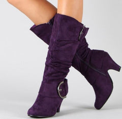 Belt Buckle Mid Calf Boots
