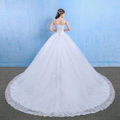 Luxury Spark Wedding Dress with Lace Appliques and Rhinestones