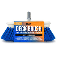 Medium Boat Deck Brush Heavy-Duty Marine Brush Head 8" Bristle with Bumper 3/4" Thread Handle for RV Truck and Auto Cleaning