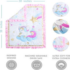 Kids' Cartoon Unicorn Mini Quilt Set with OEKO-100 Fabric
