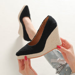 Retro Women's Wedge Heel Pumps for Spring Summer