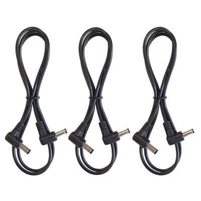 (3) Pack 3 Foot Right Angle DC Power 5.5mm x 2.1mm Patch Cables Wire Male to Male