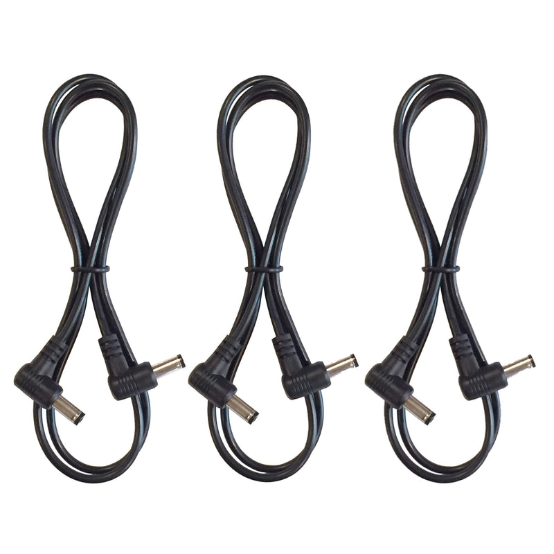 (3) Pack 3 Foot Right Angle DC Power 5.5mm x 2.1mm Patch Cables Wire Male to Male