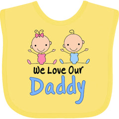 inktastic Boy Girl Twins Love Daddy Baby Bib Banana D294