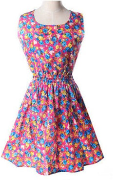 2018 Summer Plus Size Floral Chiffon Dress and Skirt