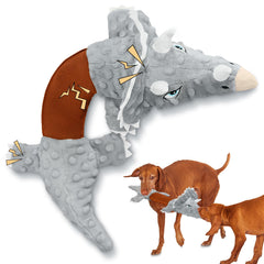 ROSAUI Dog Toys for All Breed Sizes Unless Aggressive Large Stuffed Plush Interactive Squeaky Dogs Toy - Lifelike Triceratops Dinosaur Design with Sharp Eyes Elastic Band Body