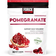 Force Factor Pomegranate Soft Chews for Healthy Aging Heart Health Bone Health & Brain Health Superfood & Antioxidants Supplement Non-GMO Gluten-Free Vegan Pomegranate Flavor 30 Soft Chews