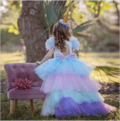 2020 Unicorn Dress for Girls with Removable Cape