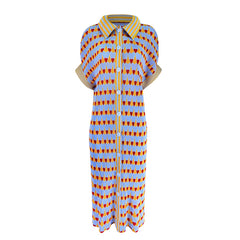 Summer Women's Heart Print Wrinkle Dress - Casual Fashion