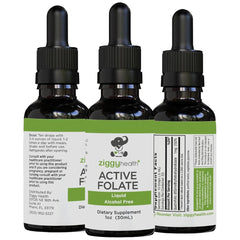 Active Folate Pure Liquid Extract Supplement - L-Methylfolate for Better Absorption Brain Health Improve Cellular Function Support Immune System Water Soluble B Complex 1oz - by Ziggy Health