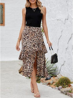 Leopard Print Skirt for Latin Dance Practice