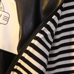 Baby Boys Letter Print Baseball Jacket with Stripes
