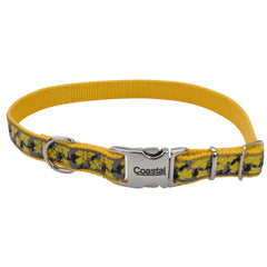Coastal Pet - Ribbon - Adjustable Dog Collar with Metal Buckle Yellow Buttercup 5/8" x 12"-18"