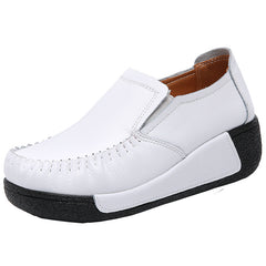 Comfortable Black Genuine Leather Women's Slip-On Loafers