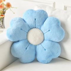 Ddliury Flower Pillow Flower Shaped Pillow Decorative Throw Pillows for Bed Couch Cute Daisy Pillow Dorm Decor Floor Seating Cushion (Blue 15 Inches)
