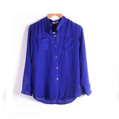 2019 Casual Women's Long Sleeve Chiffon Blouse