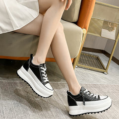 Genuine Leather Women's Casual Thick Bottom Sports Shoes
