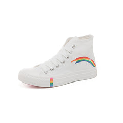 High-Top Rainbow Fabric Sneakers for Women