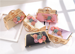 Elegant Floral Chain Shoulder Evening Clutch Bag for Women