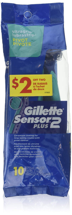 Gillette Mens Sensor 2 Plus Disposable Razor (10 Count)