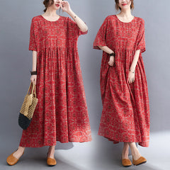 Plus Size Printed Short Sleeve Dress for Women